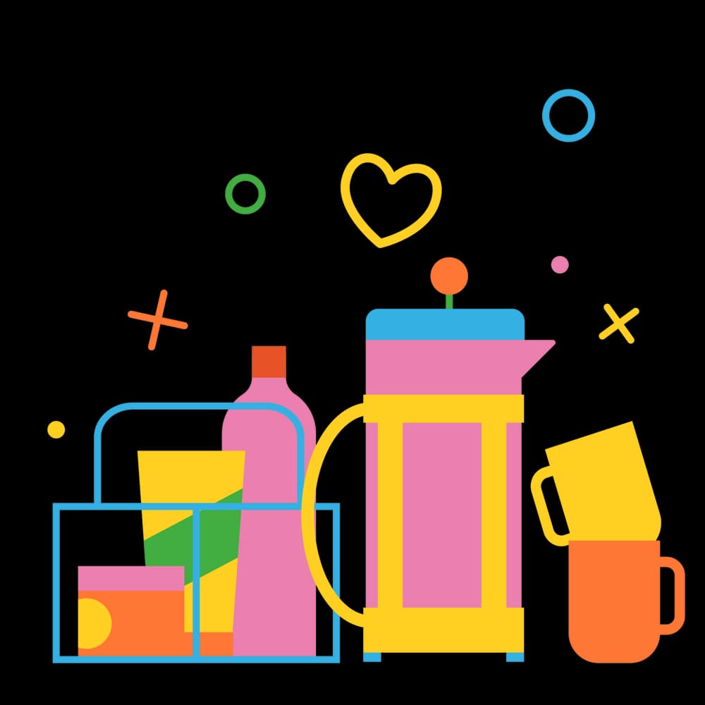 Caregiver support items arranged together
