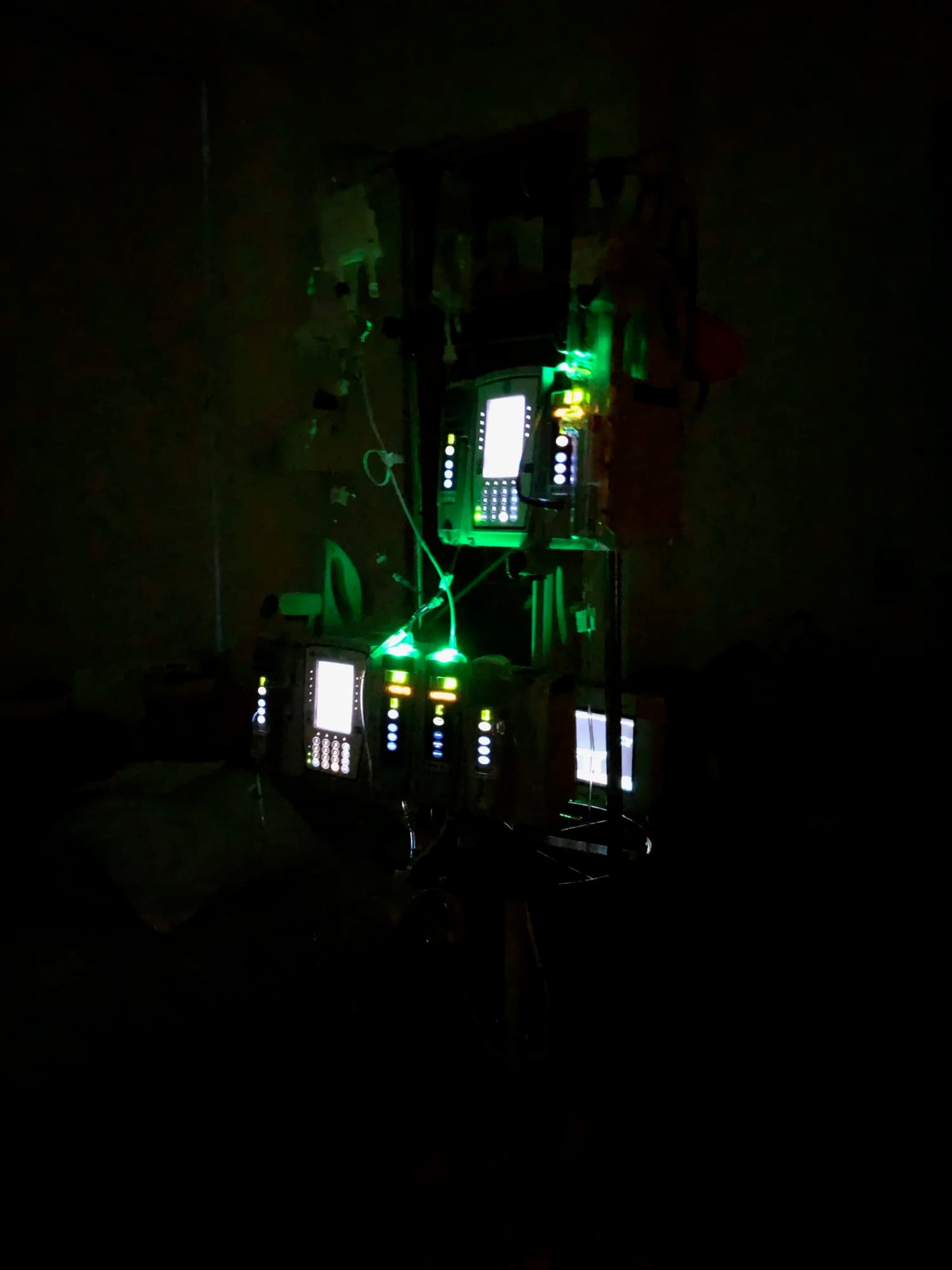 An IV pole during a round of chemotherapy